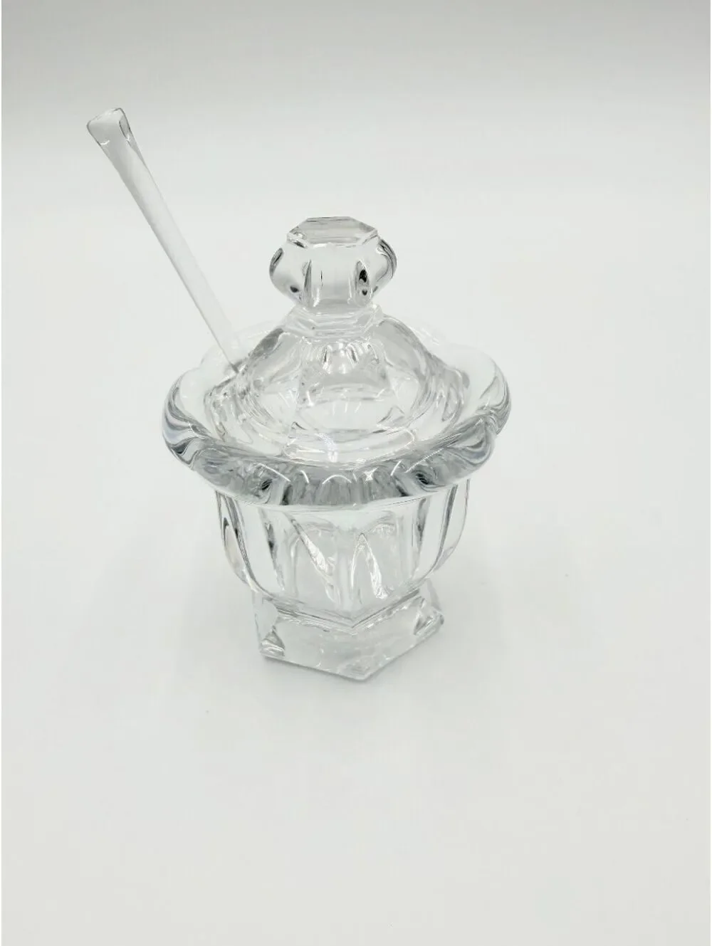 Pair of Baccarat Crystal Harcourt Missouri Jam Jars Lidded with Spoons